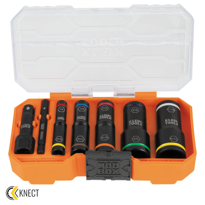 Klein Tools KNECT™ Heavy Duty Flip Impact Socket Set, SAE, 8-Piece, Model 65618*