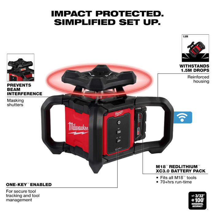 Milwaukee M18™ Red Exterior Rotary Laser Level Kit w/ Receiver
