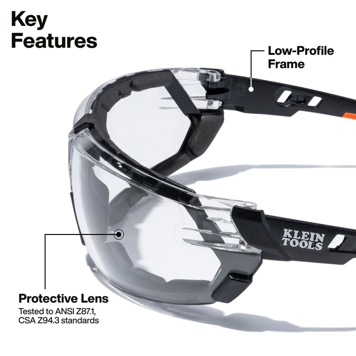 Klein Tools Low-Profile Gasket Safety Glasses, Clear Lens