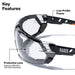 Klein Tools Low-Profile Gasket Safety Glasses, Clear Lens