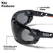 Klein Tools Low-Profile Gasket Safety Glasses, Gray Lens