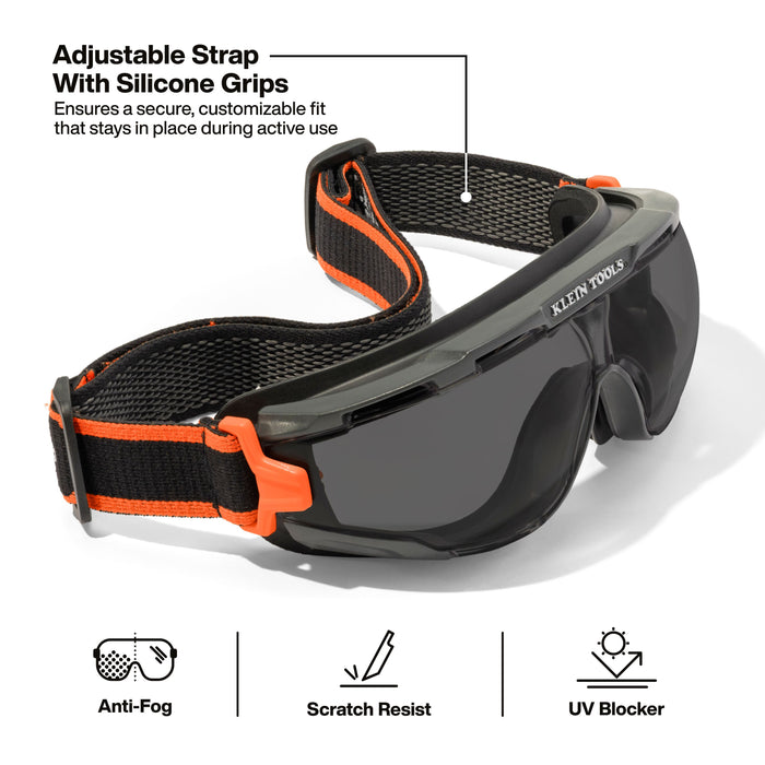 Klein Tools Compact Safety Goggles, Shaded Gray Lens