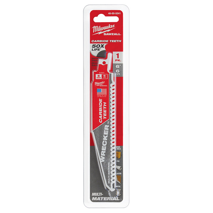 Milwaukee 6" 6 TPI WRECKER™ with Carbide Teeth SAWZALL® Blade for Multi-Material (1 PK)