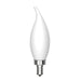 Current Lighting LED Candelabra. E12 base. Bent tip. White glass. 2700K, -20 to 40°C. Low energy, long life replacements. 80 CRI.