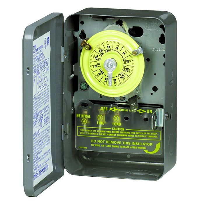 Intermatic 24-Hour Mechanical Time Switch, 208-277VAC, SPST, Indoor Metal Enclosure, Model T102