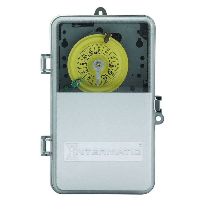 Intermatic 24-Hour Mechanical Time Switch, 208-277VAC, DPST, Indoor/Outdoor Plastic with See-Through Door Enclosure, Model T104PCD82