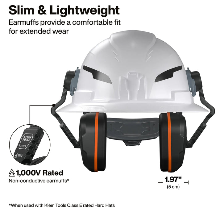 Klein Tools Slim Non-Conductive Hard Hat Earmuffs