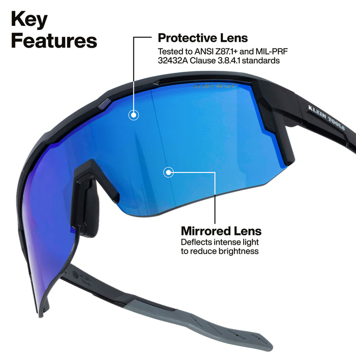 Klein Tools Mirrored Blade Safety Glasses, Blue Lens