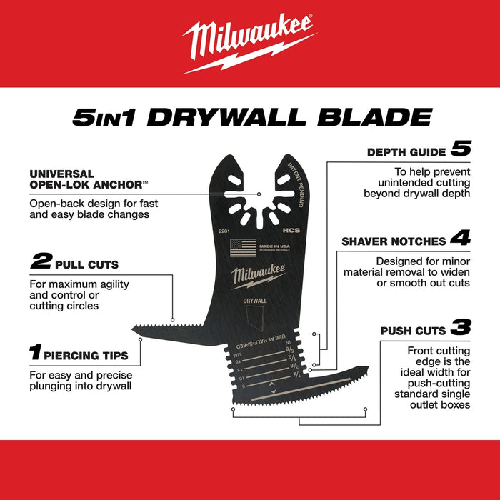 Milwaukee OPEN-LOK™ 5-in-1 Drywall Blade (1 PK)