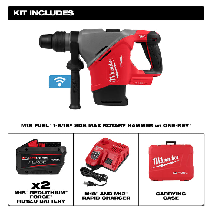 Milwaukee M18 FUEL 1-9/16" SDS Max Rotary Hammer Kit w/ ONE KEY