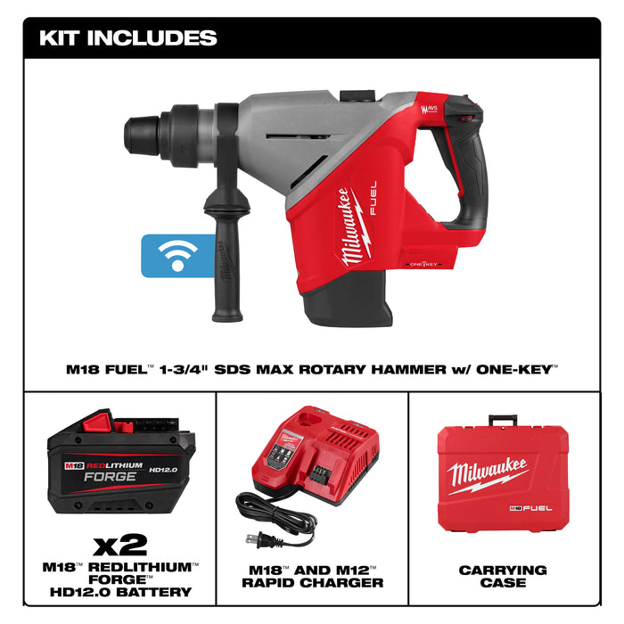 Milwaukee M18 FUEL 1-3/4" SDS MAX Rotary Hammer Kit w/ ONE-KEY