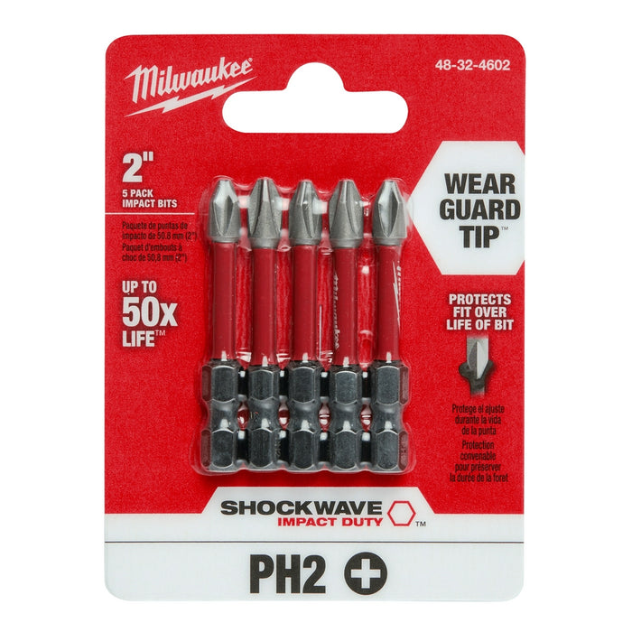 Milwaukee SHOCKWAVE™ 2” Impact Duty Phillips #2 Power Bits (5 PK)