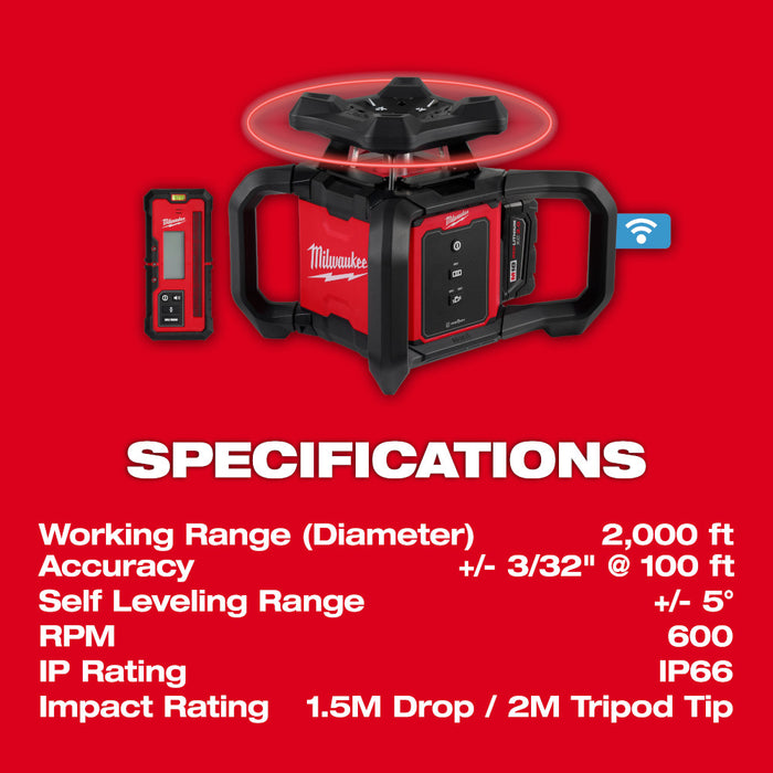 Milwaukee M18™ Red Exterior Rotary Laser Level Kit w/ Receiver