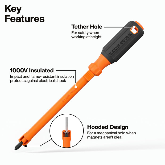Klein Tools 1/4-Inch Slotted Insulated Hooded Screw Holding Screwdriver