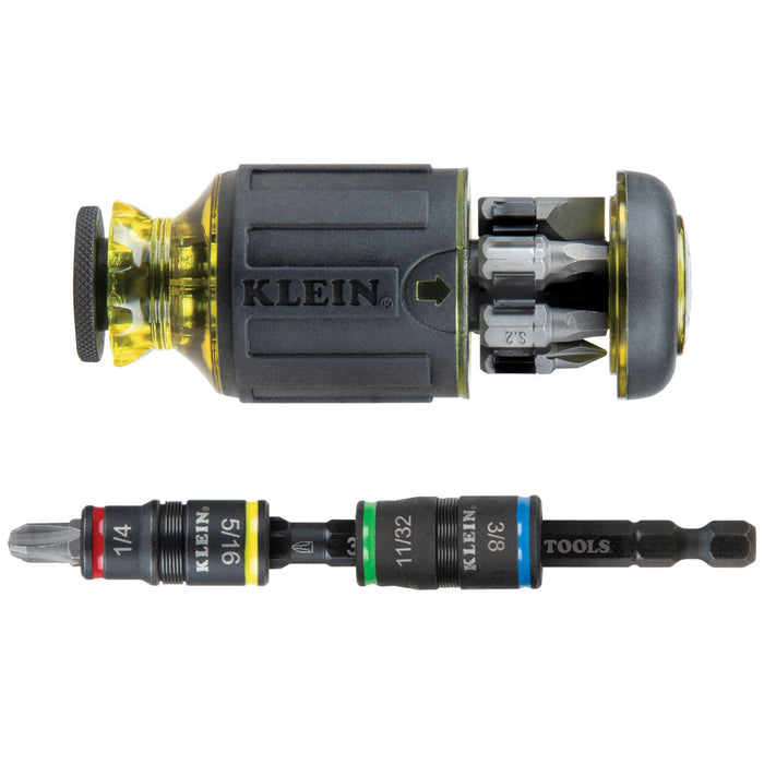 Klein Tools 12-in-1 Impact-Rated Stubby Driver Set with Flip Sockets, Model 32308HD*