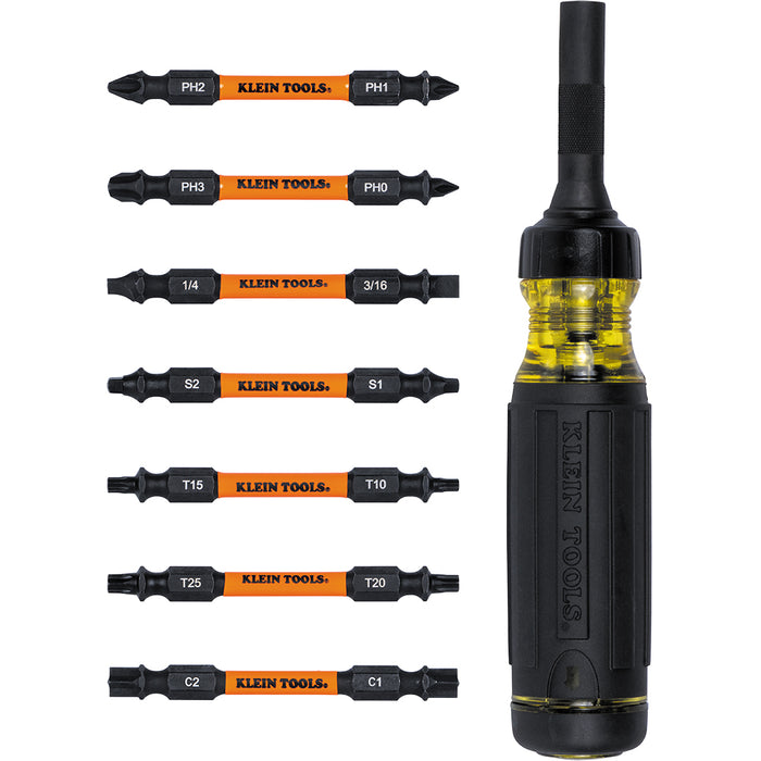 Klein Tools 15-in-1 Ratcheting Impact-Rated Multi-Bit Torsion Zone Screwdriver, Model 32315HD*