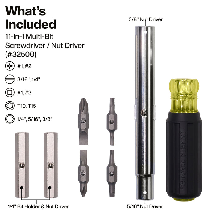 Klein Tools Multi-Bit Screwdriver/Nut Driver Set, 3-Piece