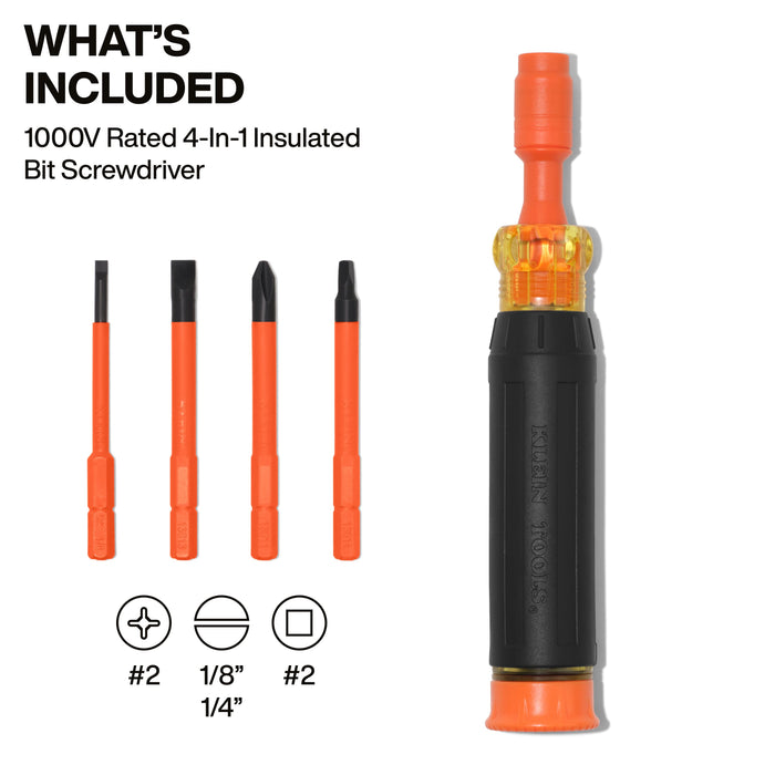 Klein Tools 4-in-1 Insulated Auto-Lock Screwdriver