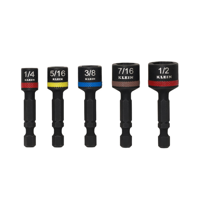Klein Tools Magnetic Power Nut Setters, 2-Inch Shaft, 5-Piece