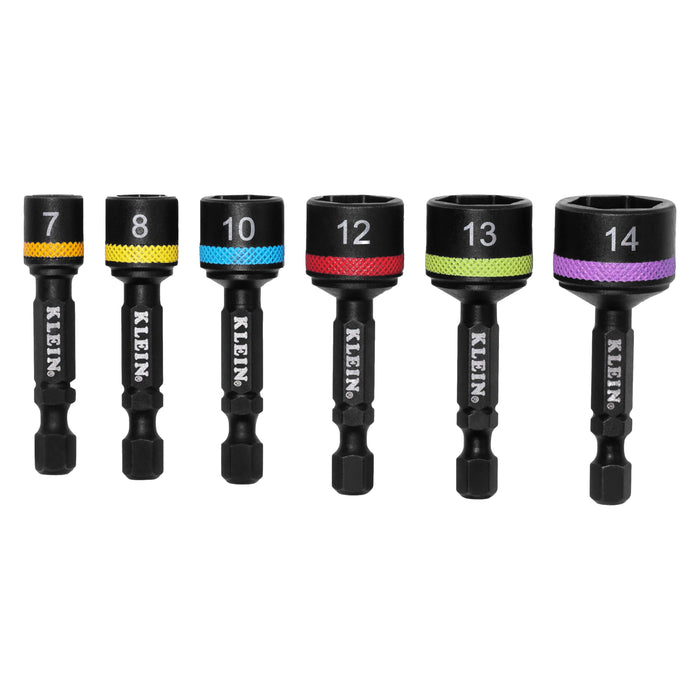 Klein Tools Magnetic Power Nut Setters, 2-Inch Shaft, 6-Piece Metric