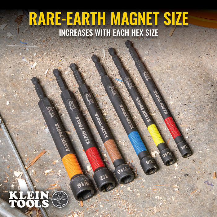 Klein Tools Magnetic Color-Coded Power Nut Setters, 6-Piece Set, Model 32930*