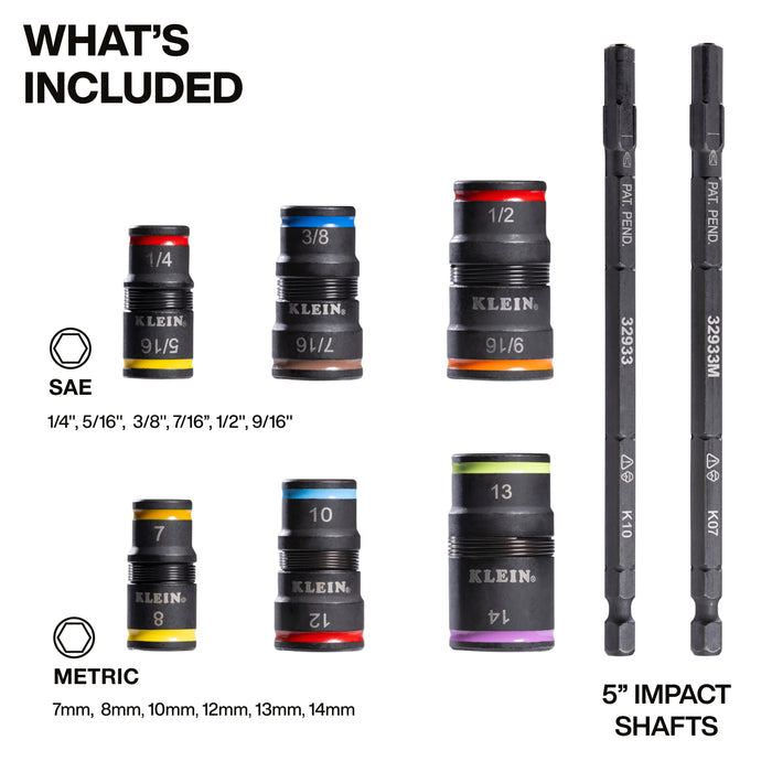 Klein Tools Impact-Rated Flip Socket Set, SAE and Metric