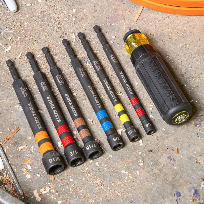 Klein Tools Hollow Magnetic Color-Coded Ratcheting Power Nut Driver, 7-Piece, Model 32950