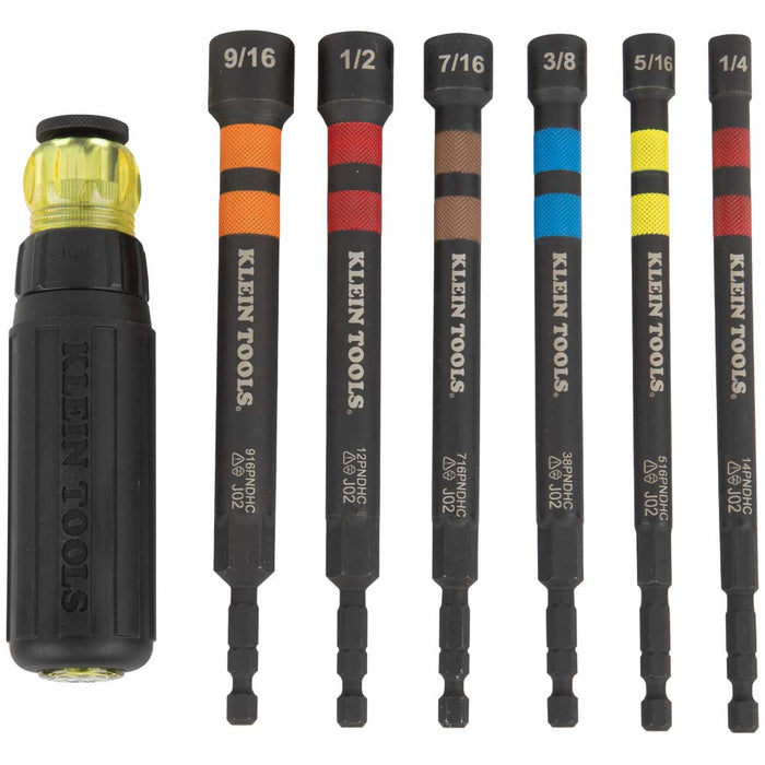 Klein Tools Hollow Magnetic Color-Coded Ratcheting Power Nut Driver, 7-Piece, Model 32950