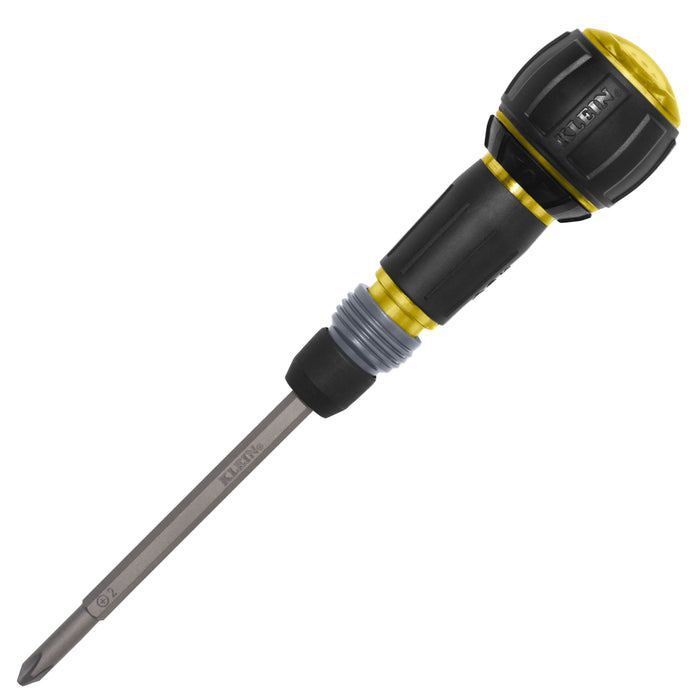 Klein Tools Ratcheting Fastbit Tru-Grip Screwdriver, Phillips, Slotted Bits