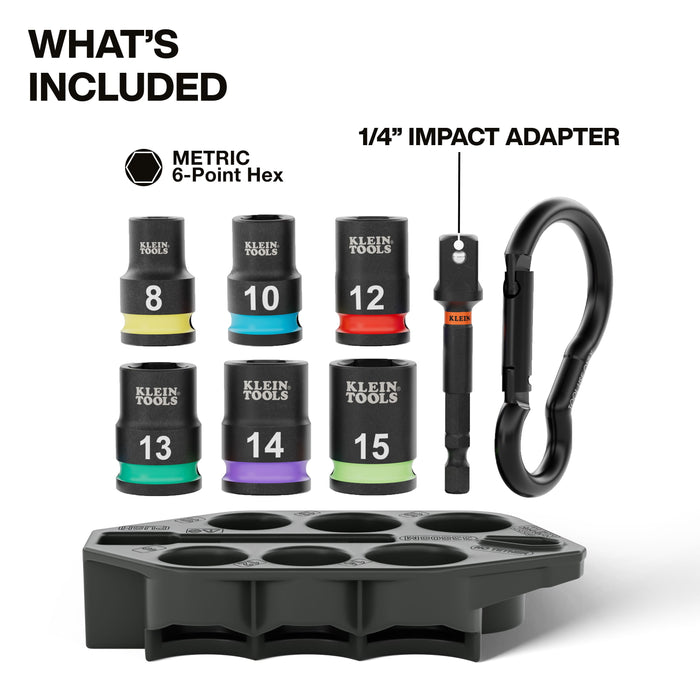 Klein Tools Grab-And-Go Impact Socket Set, Metric, 7-Piece