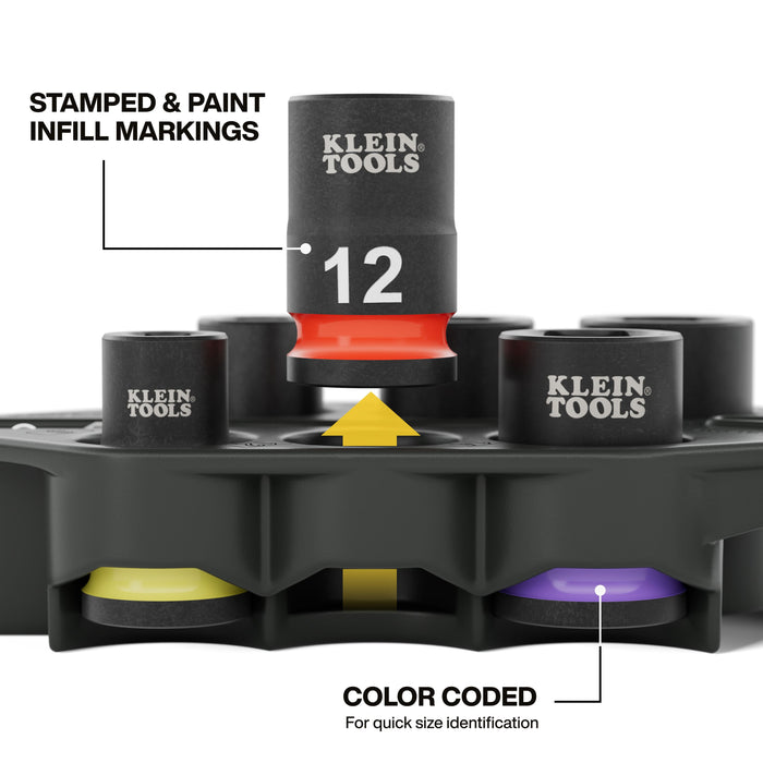 Klein Tools Grab-And-Go Impact Socket Set, Metric, 7-Piece