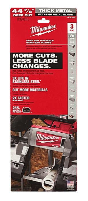 Milwaukee 44-7/8" Extreme Thick Metal Deep Cut Band Saw Blade (3 PK)