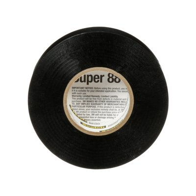 3M Canada Scotch Vinyl Electrical Tape Super 88, Black, Heavy Duty, 8.5 mil (0.22mm) 3/4in x 66 ft, Model SUPER88-3/4X66