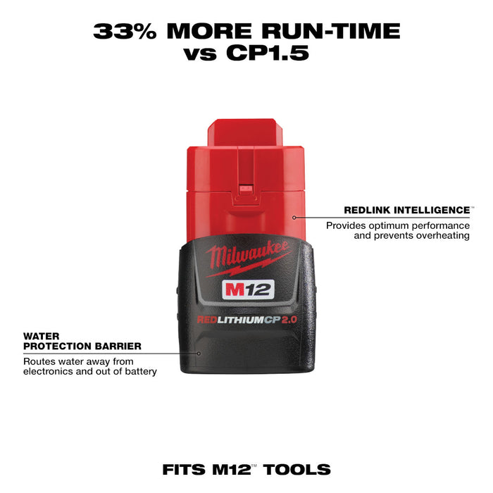 Milwaukee M12™ REDLITHIUM™ 2.0Ah Battery and Charger Starter Kit