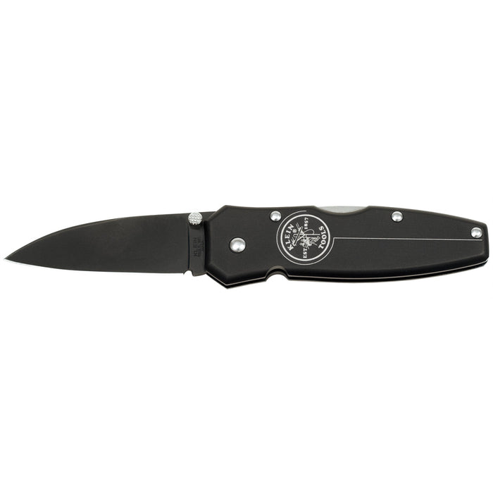 Klein Tools Lightweight Lockback Knife, 2-1/2 Inch Drop Point Blade, Black Handle, Model 44001-BLK*