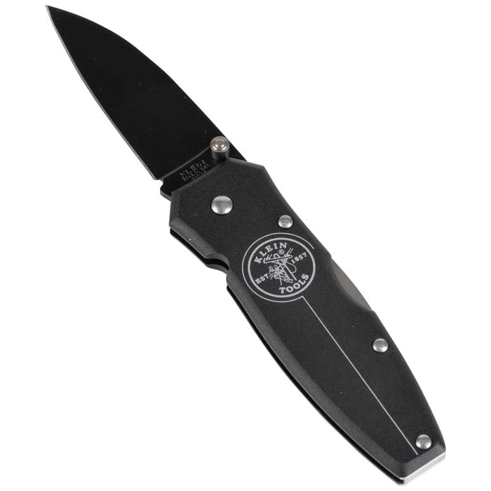 Klein Tools Lightweight Lockback Knife, 2-1/2 Inch Drop Point Blade, Black Handle, Model 44001-BLK*