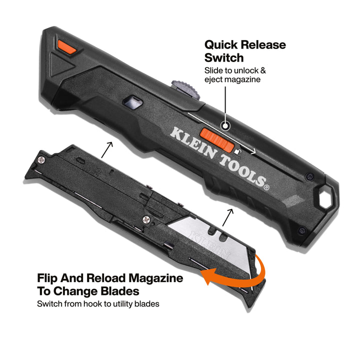 Klein Tools Auto-Loading Retractable Utility Knife with Dual-Sided Blade Magazine