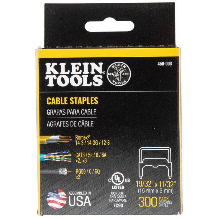 Klein Tools Insulated Cable Staples, 31/64 -Inch x 13/64-Inch, Model 450-004*