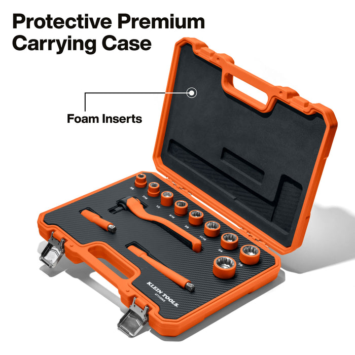 Klein Tools Insulated Ratchet and Socket Set, 12-Piece