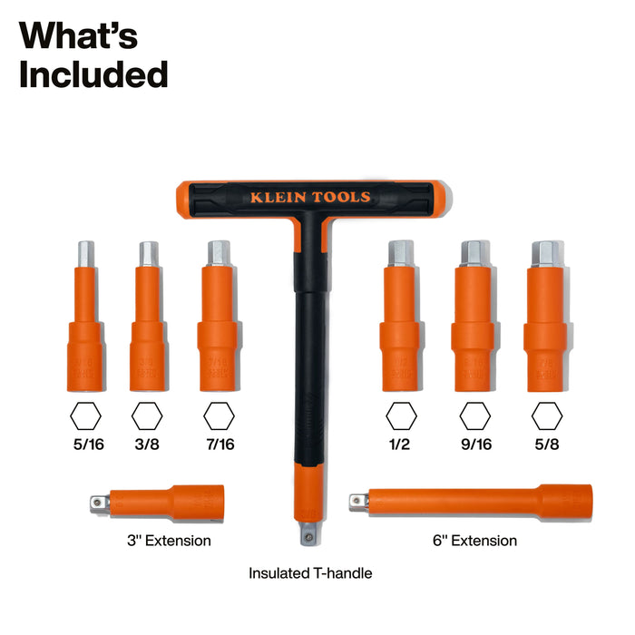 Klein Tools Insulated T-Handle and Hex Bit Set, 9-Piece