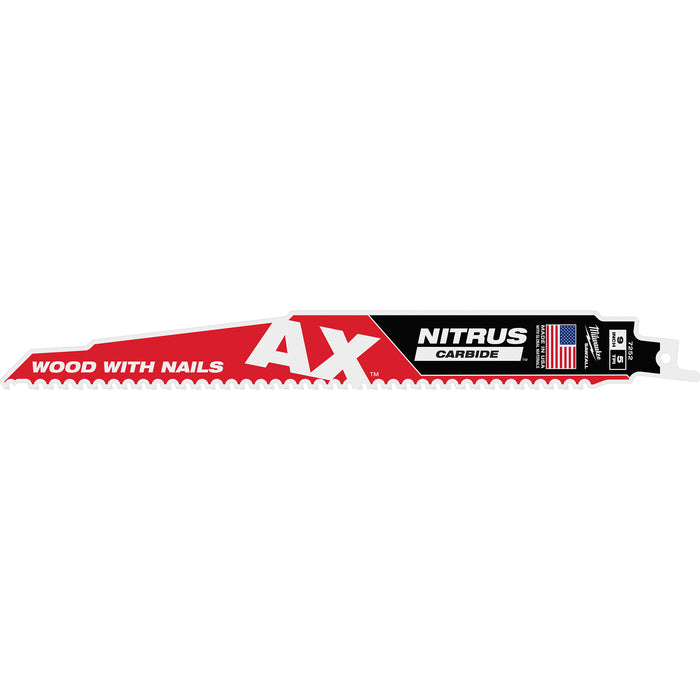 Milwaukee 9" 5 TPI AX w/NITRUS Carbide Teeth SAWZALL Blade for Wood with Nails
