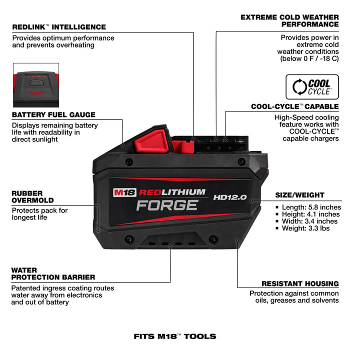 Milwaukee M18 REDLITHIUM FORGE HD12.0 Battery (10 Pk)