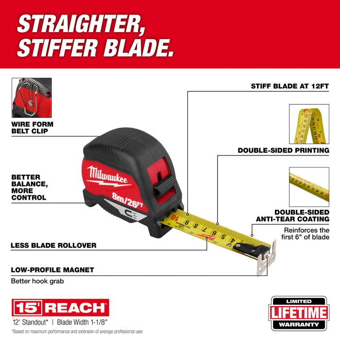 Milwaukee 8m/26ft Magnetic Tape Measure