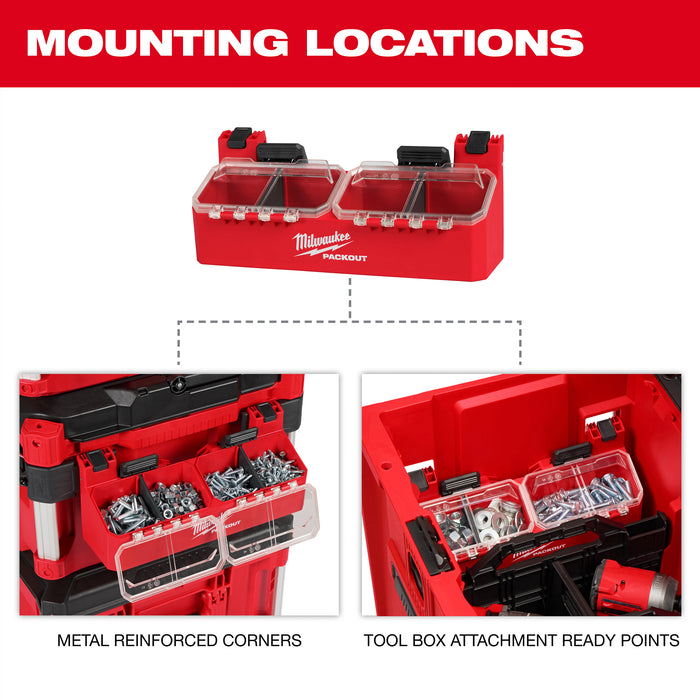 Milwaukee PACKOUT Tool Box 2-Bin Attachment