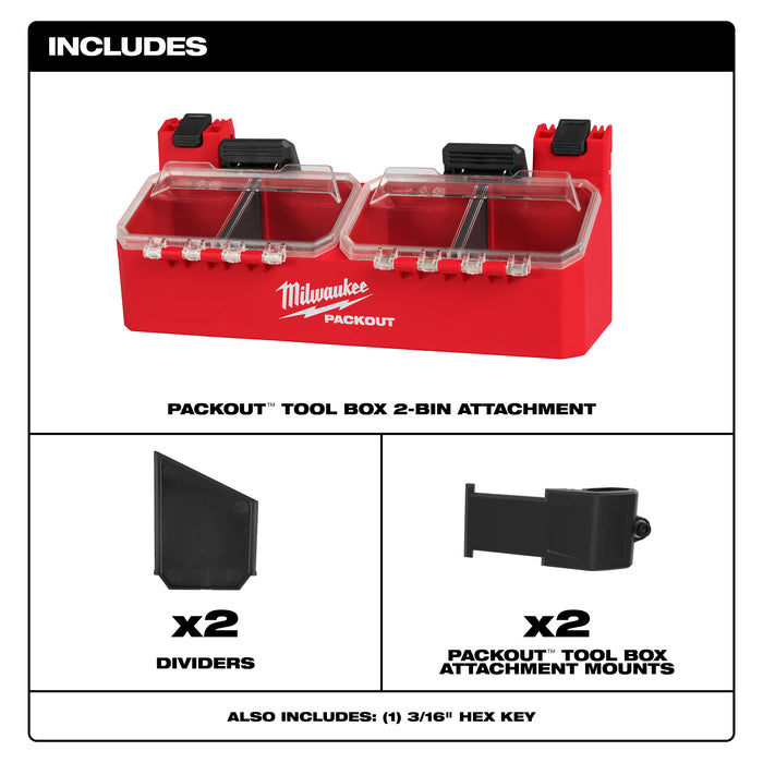 Milwaukee PACKOUT Tool Box 2-Bin Attachment