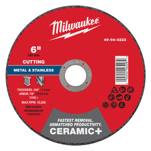 Milwaukee 6" x.045" x 7/8" Ceramic+ Metal Cut Off Wheel -Type 1