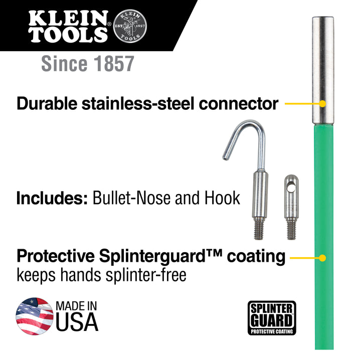 Klein Tools Hi Flex Glow Fish Rod, 15', Green, Model 50159*