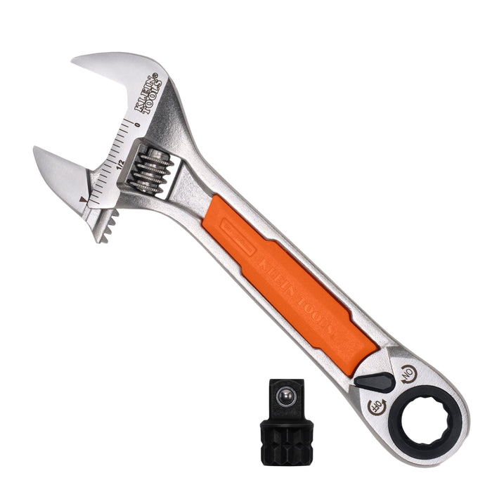 Klein Tools KNECT(TM) 6-Inch Adjustable Wrench with Pass-Through Ratchet