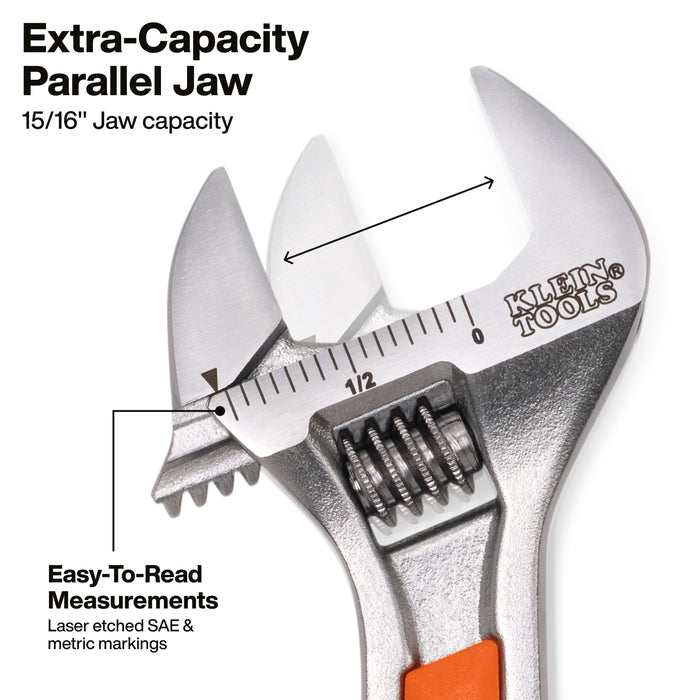 Klein Tools KNECT(TM) 6-Inch Adjustable Wrench with Pass-Through Ratchet