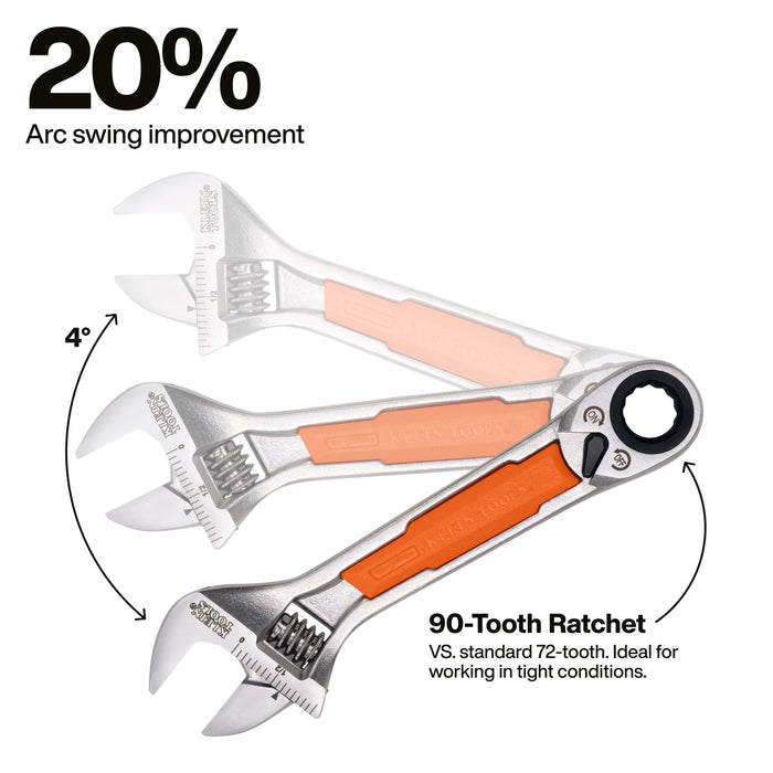 Klein Tools KNECT(TM) 6-Inch Adjustable Wrench with Pass-Through Ratchet